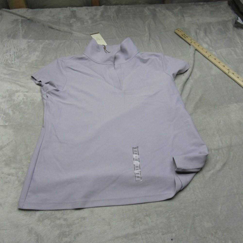 Calla Shirt Womens XXL Purple‎ Pullover Golf Ribbed Johnny Short Sleeve $60 NEW